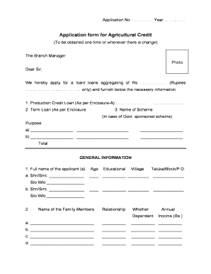 Loan Application Form for Agricultural Credit How to Fill Up