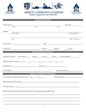 Abbott Lawrence Academy Form