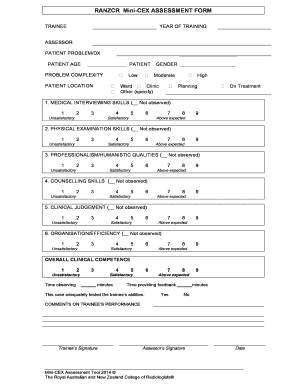 RANZCR Mini CEX ASSESSMENT FORM Ranzcr Edu