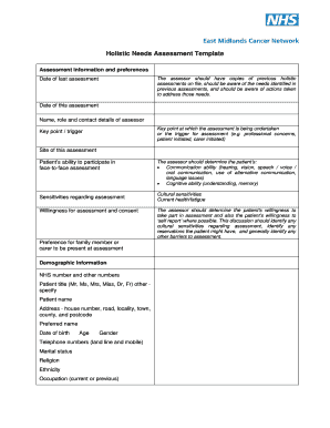 Holistic Assessment Template  Form