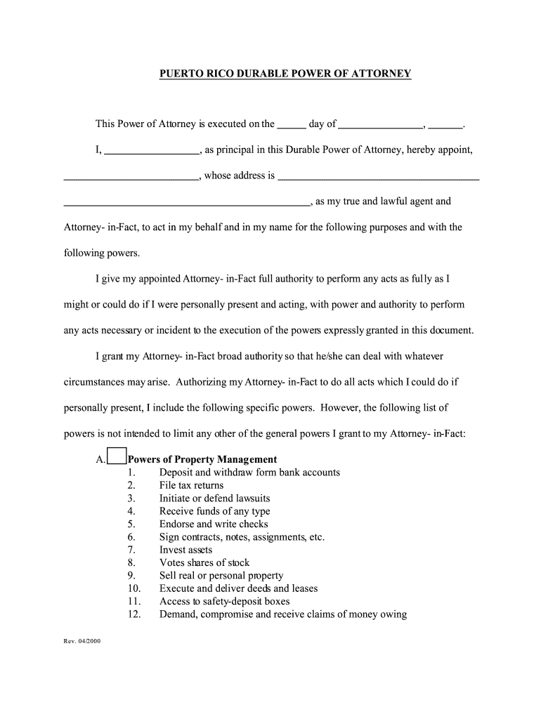  Puerto Rico Power of Attorney Definition 2000-2024