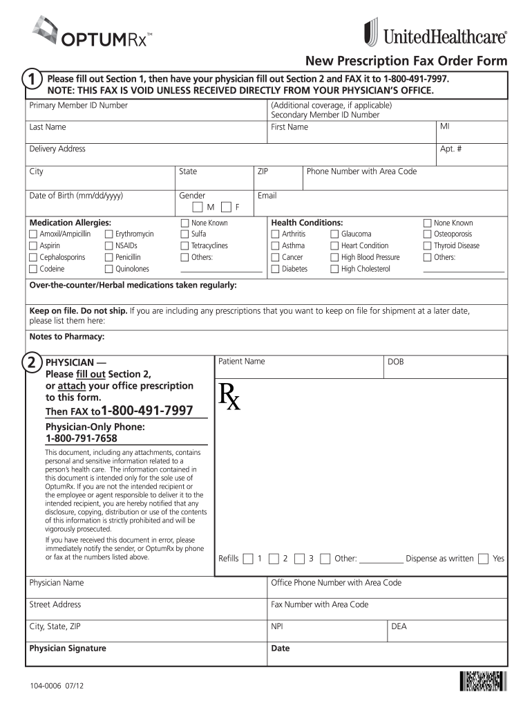  New Prescription Fax Order Form 1 Please Fill Out Section 1, Then Have Your Physician Fill Out Section 2 and FAX it to 180049179 2013-2024