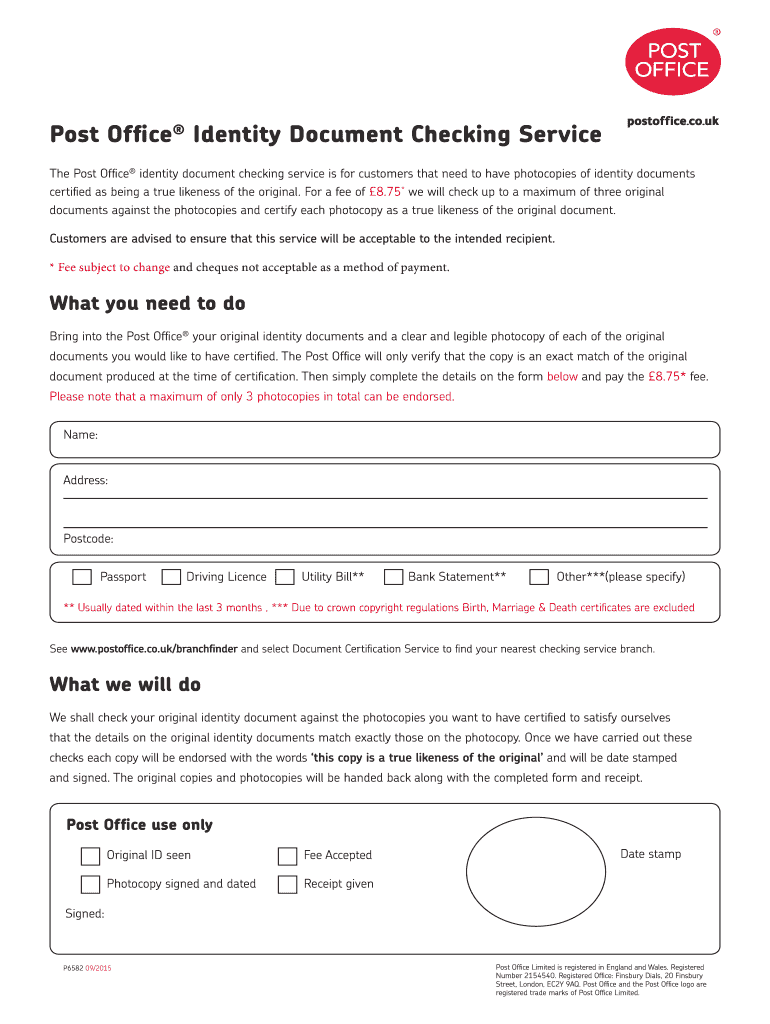 Post Office Document  Form