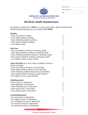 Eq 5d Questionnaire PDF  Form