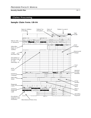 Claims Processing Sample Claim Form UB 04 Securityhealth
