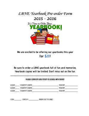 LBNE Yearbook Pre Order Form Richland2org