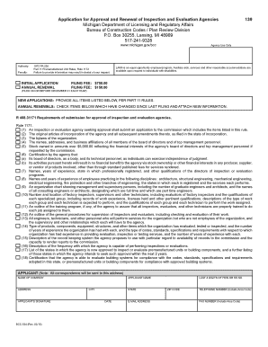 Application for Approval and Renewal of Inspection and Evaluation Agencies  Form