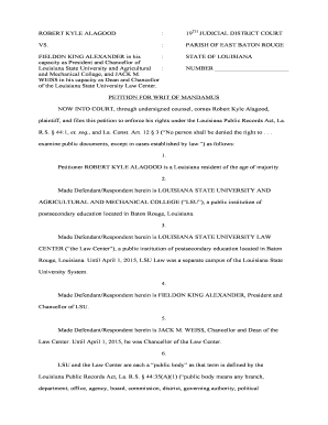 Writ of Mandamus Louisiana  Form