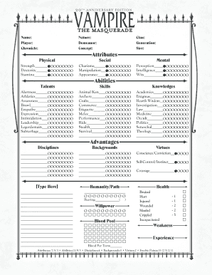 Vtm 20th Anniversary PDF Form - Fill Out and Sign Printable PDF Template
