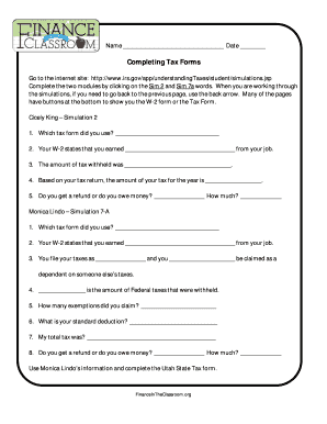 Completing Tax Forms Answer Key