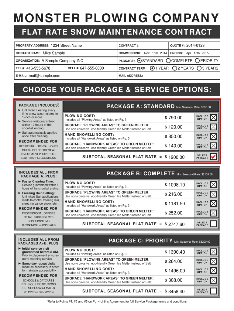 Monster Plowing Company  Form