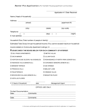 Interfaith Housing Application  Form