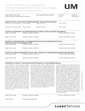 H140 UM Transfer of Liability A4 Luxair Ads Luxair  Form