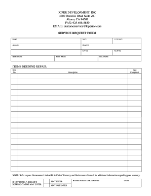 CUSTOMER SERVICE REQUEST FORM