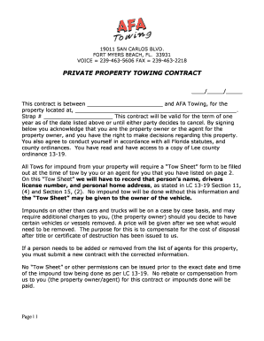 Towing Contract Template  Form