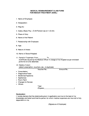 Bsnl Medical Reimbursement Checklist  Form