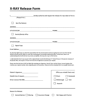 X Ray Release Form Techdentistrycom