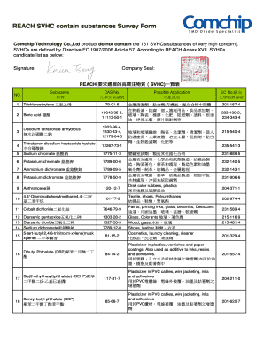 REACH SVHC Contain Substances Survey Form Comchip Technology Co