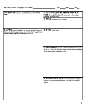 Rational Self Analysis Worksheet PDF  Form