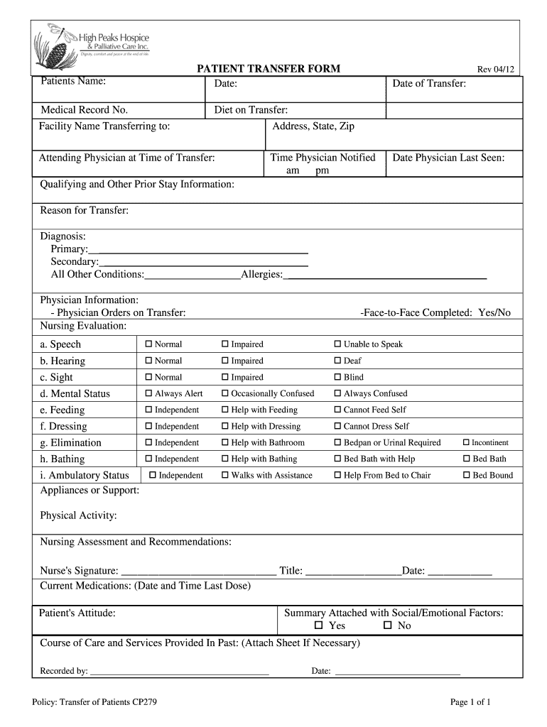  Hospice Ct Sample Form 2012-2024