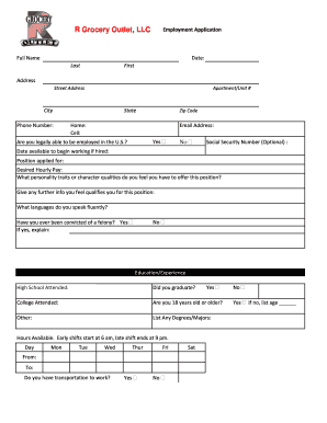 Grocery Outlet Application PDF  Form
