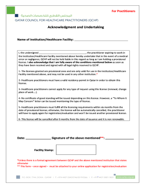 Acknowledgment and Undertaking Qchporgqa  Form