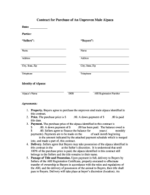 Contract for Purchase of an Unproven Male Alpacadoc  Form
