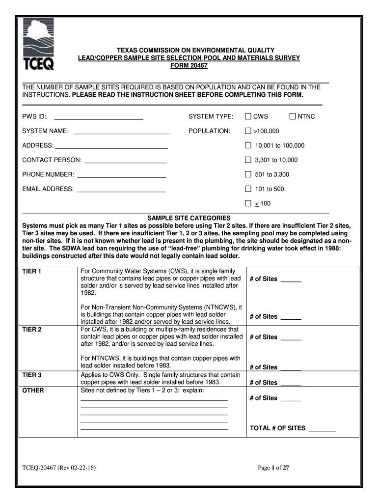  Tceq Form 20467a 2016-2024