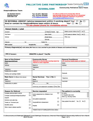 Palliative Care Documentation Sample  Form