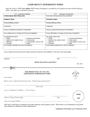 GODPARENTS PERMISSION FORM Aganaarch