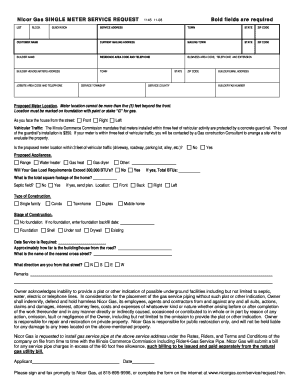 Nicor Gas SINGLE METER SERVICE REQUEST 1145  Form