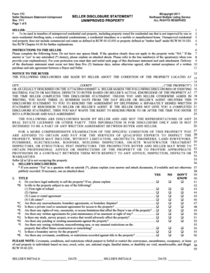 Seller Disclosure Statement Unimproved Property  Form