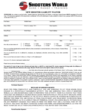 Shooters World Waiver  Form