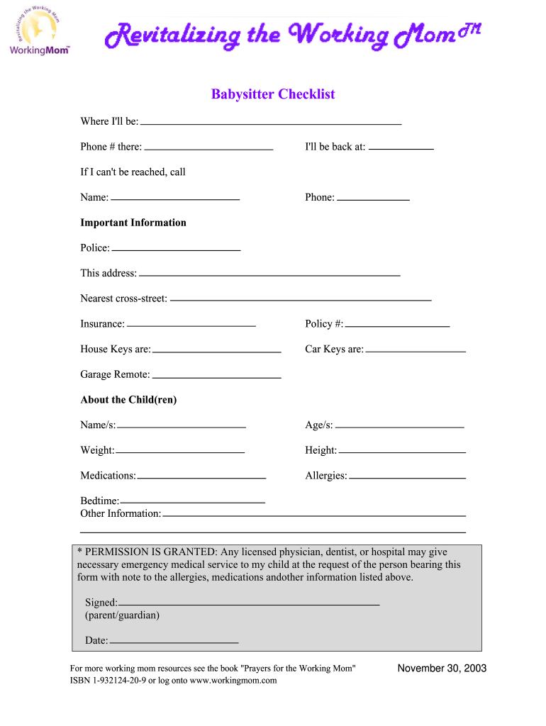 Child Medical Release  Form