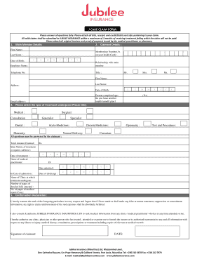 Jubilee Insurance Claim Form