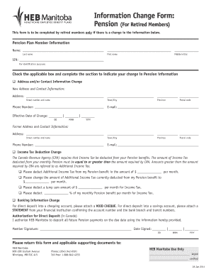 Information Change Form HEB Manitoba