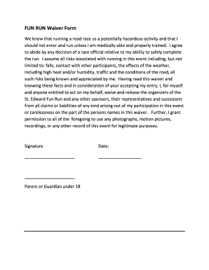 Fun Run Waiver Template  Form