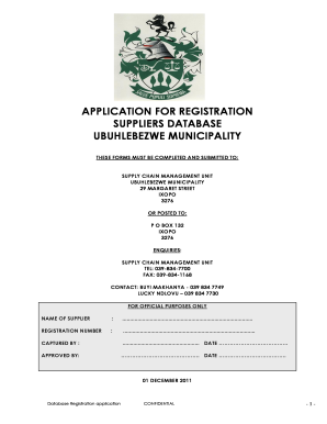 Ubuhlebezwe Municipality Application Form