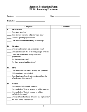 Sermon Evaluation Form