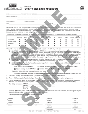 Utility Bill Back Addendum  Form