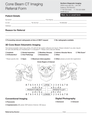 Cone Beam CT Imaging Referral Form Ndisca