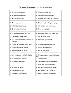 Dictation Sentences PDF  Form