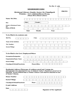 Sector 34 Library  Form