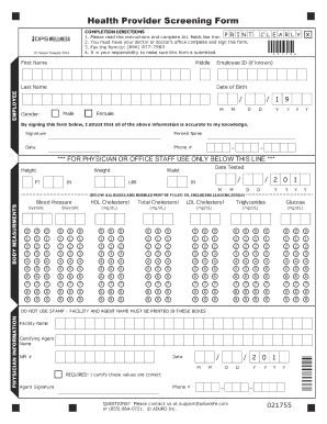 Health Provider Screening Form DPS Wellness