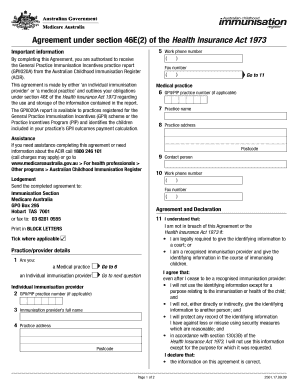 Agreement under Section 46E2 of the Health Insurance Act 1973 Complete This Form to Accept the Terms and Conditions Required to 