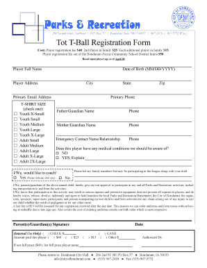 Tot T Ball Registration Form Bondurant Iowa