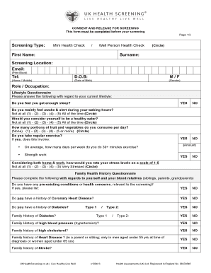 Health Screening Form