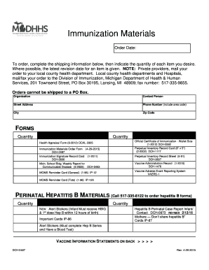 VACCINE INFORMATION STATEMENTS VISS Michigan