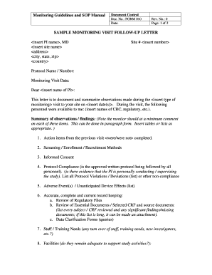 Monitoring Visit Confirmation Letter Template  Form