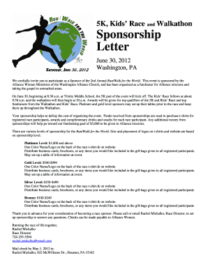 Fun Run Sponsorship Letter  Form